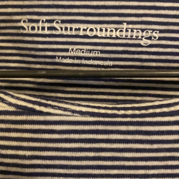 SOFT SURROUNDINGS Josephine Ruched Striped Boatneck Long Sleeve Tee Medium - Picture 6 of 7